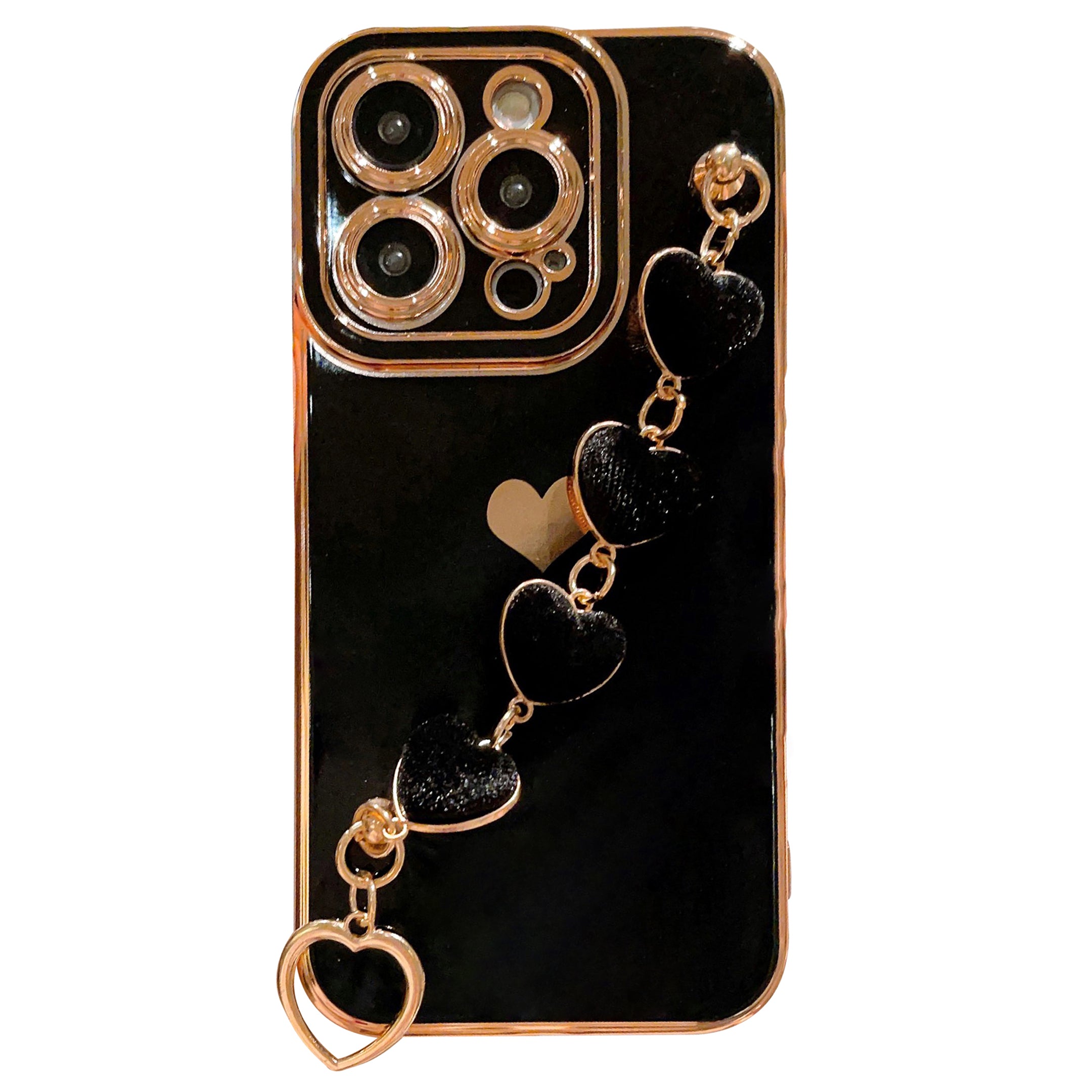 Pouzdro na telefon iPhone 14 Pro s galvanickým pokovováním TPU na telefon s plyšovým řemínkem Love-Heart Pouzdro na telefon iPhone 14 Pro s galvanickým pokovováním TPU na telefon s plyšovým řemínkem Love-Heart